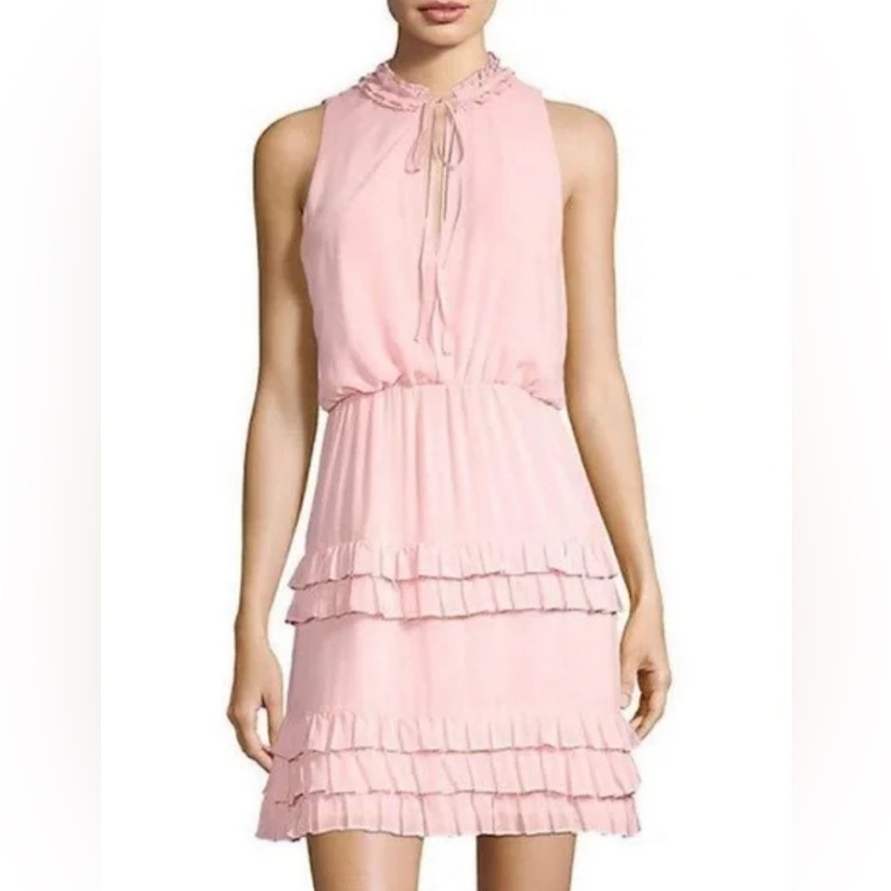 Laundry By Shelli Segal Womens Ruffled Tiered Shift Pink Dress Size 8